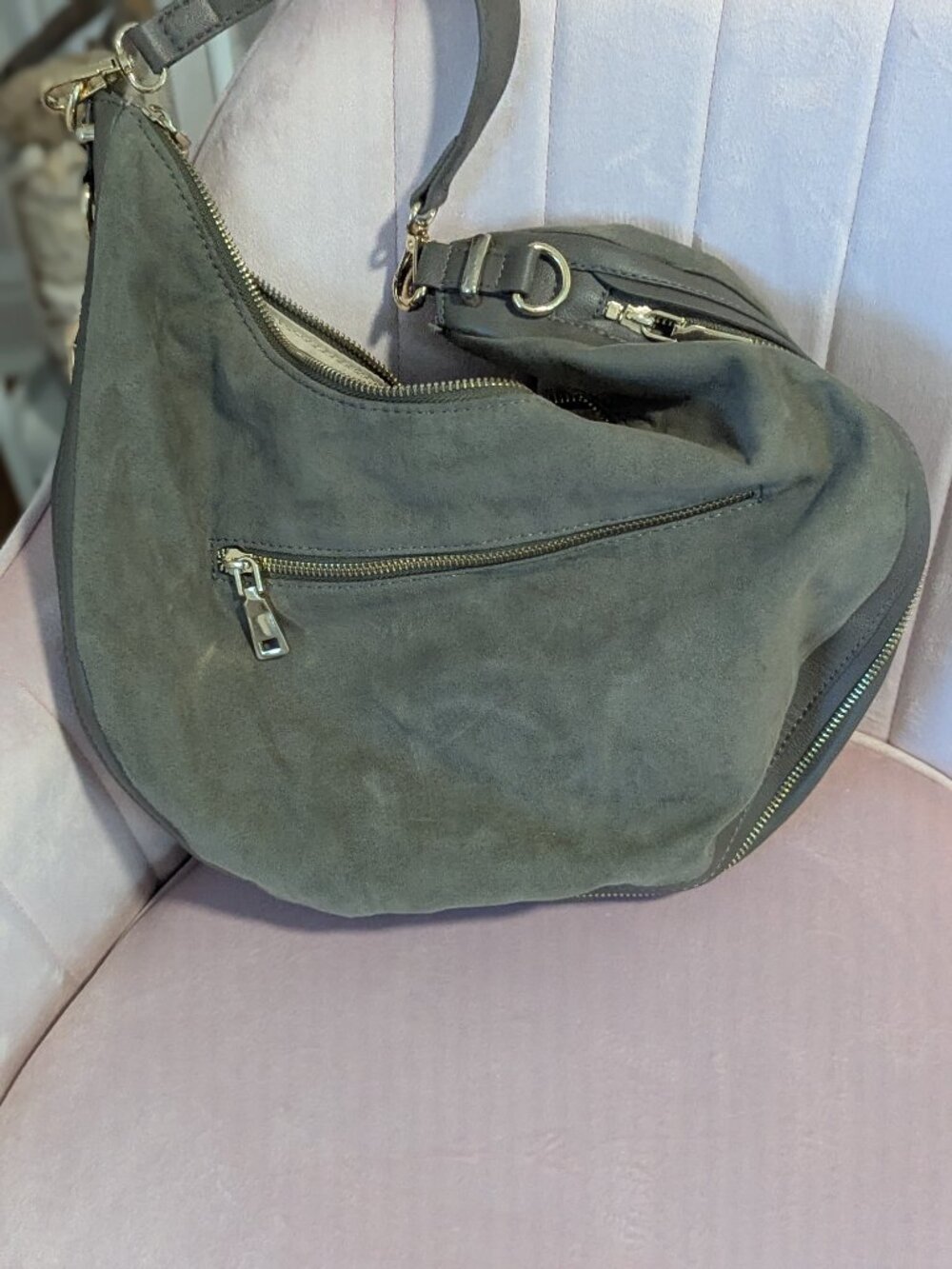 INC Green Faux Suede Hobo Handbag! - Picture 4 of 5